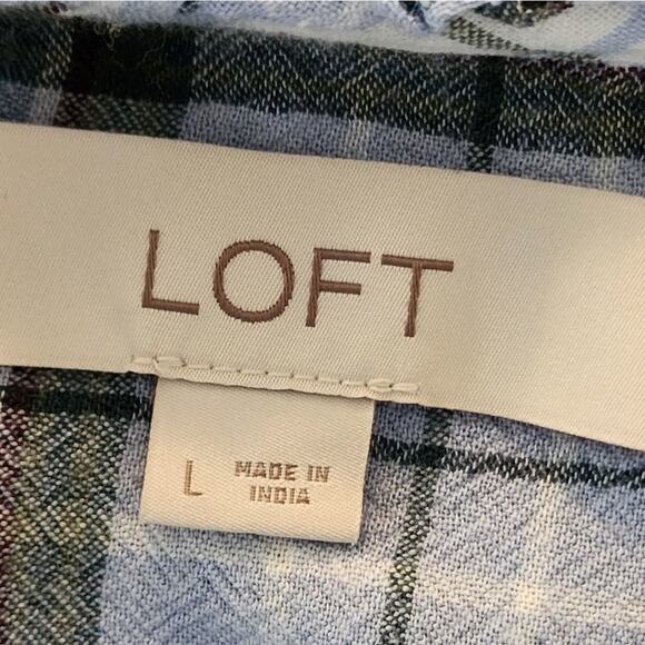 Loft plaid long‎ sleeve prairie button down shirt size large - Picture 5 of 6
